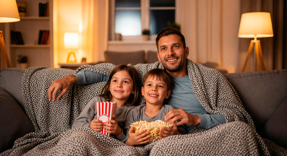 Family watching IPTV 4K streaming
